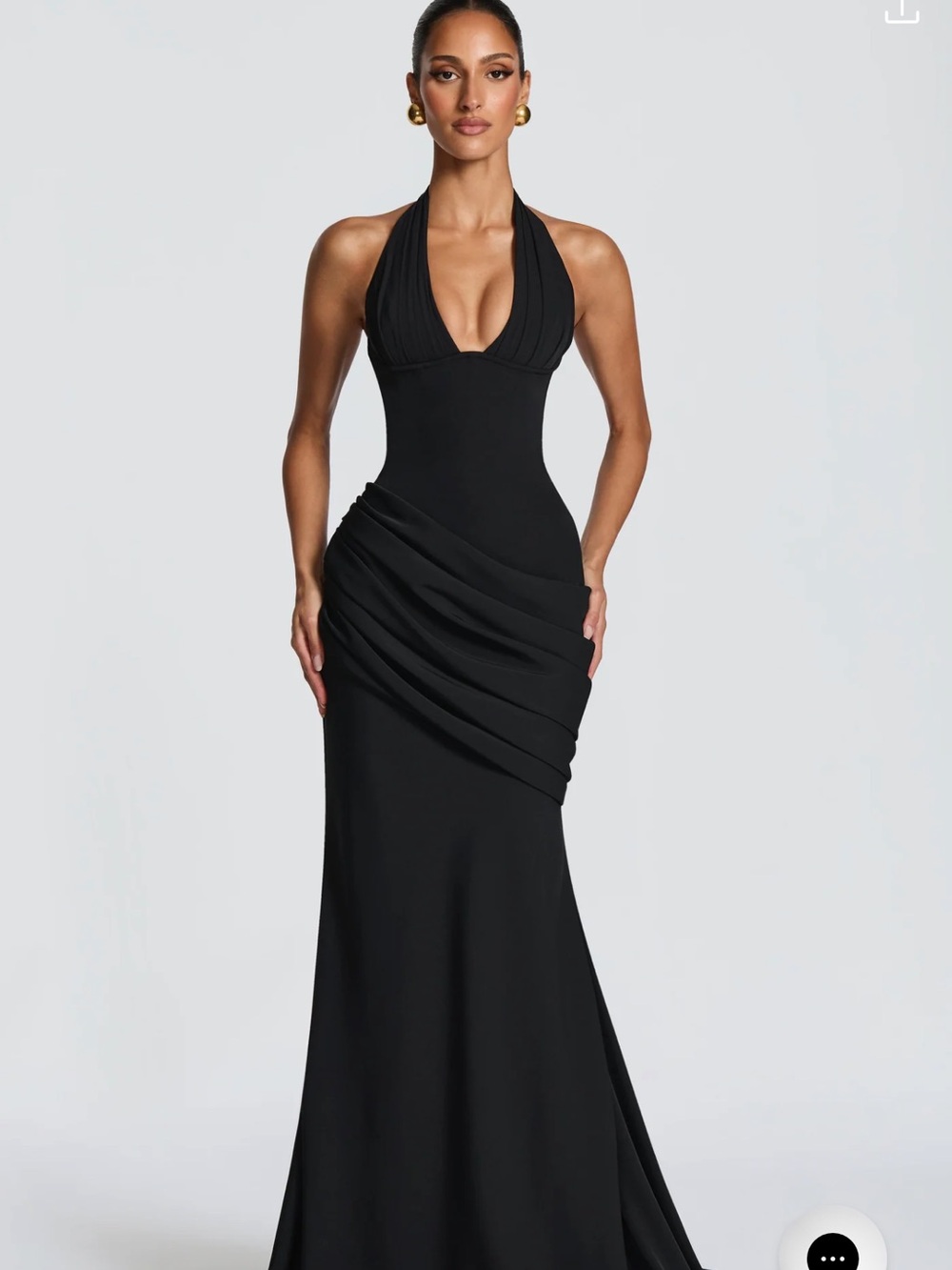 Backless Halter Black Evening Gown